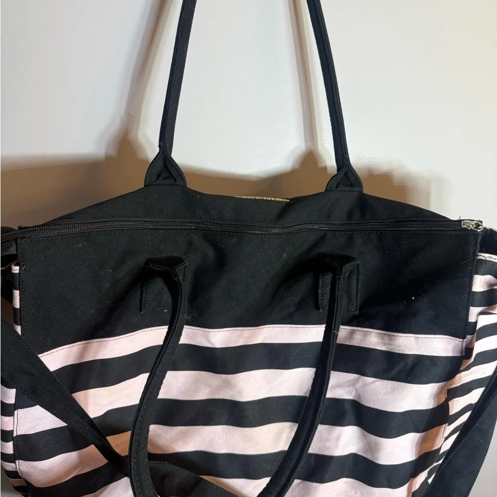 Victoria’s Secret Black & Pink Stripe Weekender Tote Bag